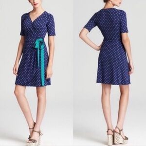 Lilly Pulitzer Arina Navy Button-Print Wrap Midi Dress